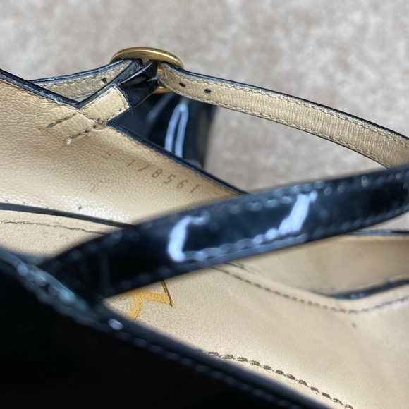 YSL- Tribute Black Patent Leather Mary Jane Peep Toe Platform Heel - Picture 5 of 14